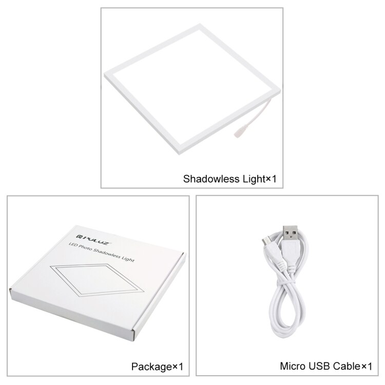 PULUZ PU5136 Mini LED Photography Shadowless Light Lamp Panel Pad, Acrylic Material, 20cm x 20cm Effective Area