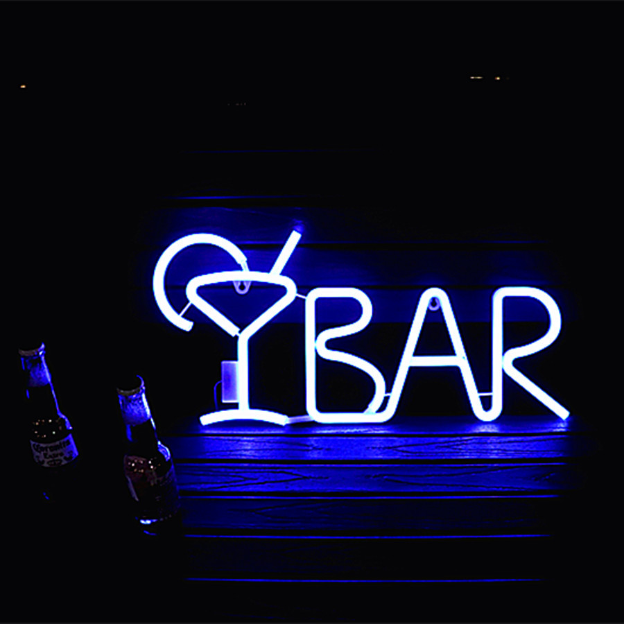 Neon Sign Licht Led Art Decor Bar Neon Lamp Met Afstandsbediening Moderne Thuis Ktv Bar Party Wanddecoratie nachtlampje: Blue Bar