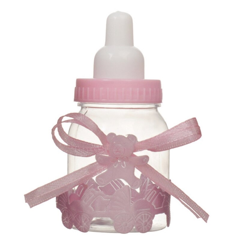 Mini biberones de alimentación para niña, niño, cajas de recuerdo para Baby Shower, paquete de suministros para de bautizo, dulces de Chocolate, bolsas de: pink