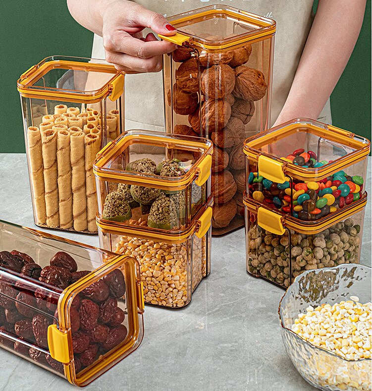 Küche Lagerung Container Snacks Bohnen Reis Nüsse Lebensmittel Lagerung Gläser Kunststoff Behälter Versiegelt Frische Lagerung Küche Liefert