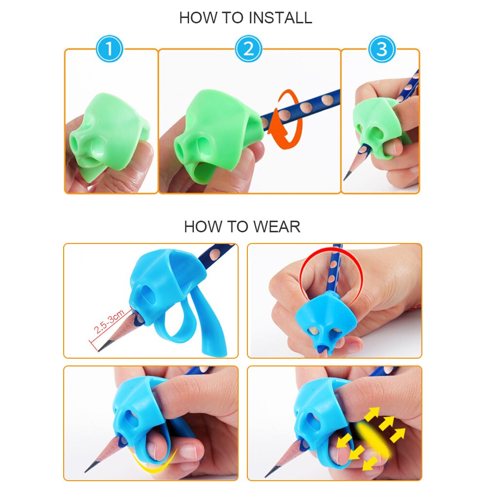 3pcs Silicone Pencil Grips for Kids Handwriting Posture Correction Finger Grip Pen for Children Preschoolers Writing Aid Grips