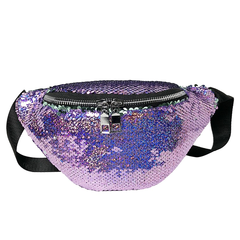 Vrouwen Taille Fanny Pack Belt Bag Pouch Reizen Hip Bum Bag Pailletten Kleine Portemonnee Zwart Blauw Groen Paars Wit rood