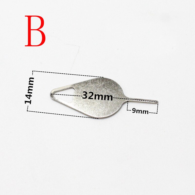 20 unids/lote Metal Universal tarjeta Sim bandeja Pin eyección eliminación de aguja abridor eyector para teléfono móvil: B