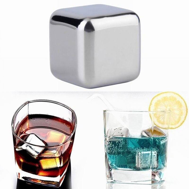 4 stks/set Herbruikbare Rvs Whisky Stones Ice Cubes Speksteen Glacier Cooler Steen Wijn Bier Koeler