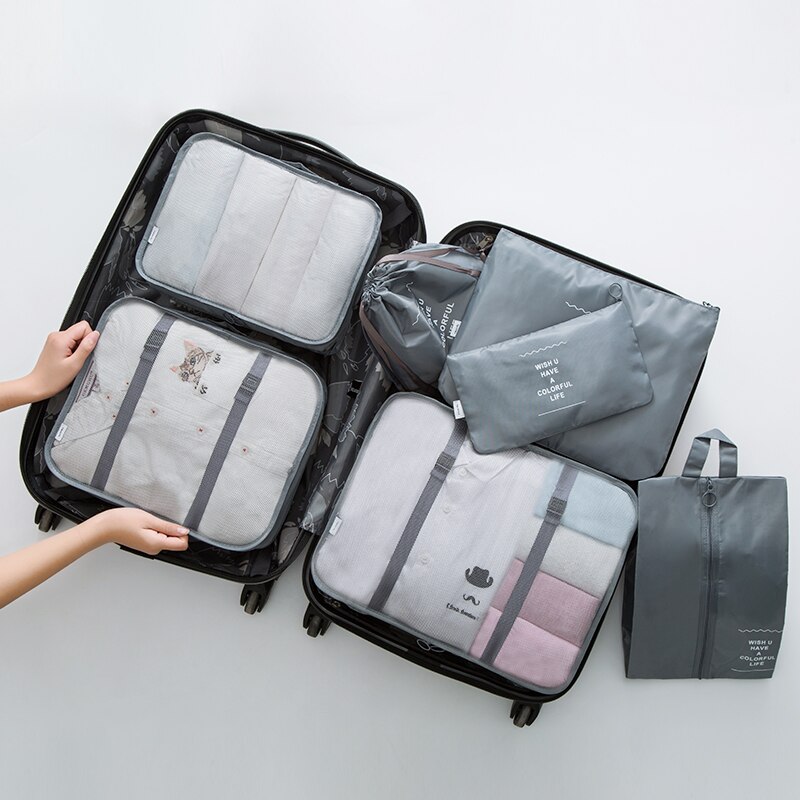 7 pieces Set Travel Organizer Storage Bags Suitcase Packing Set Storage Cases Portable Luggage Organizer Clothes Shoe Tidy Pouch: 10