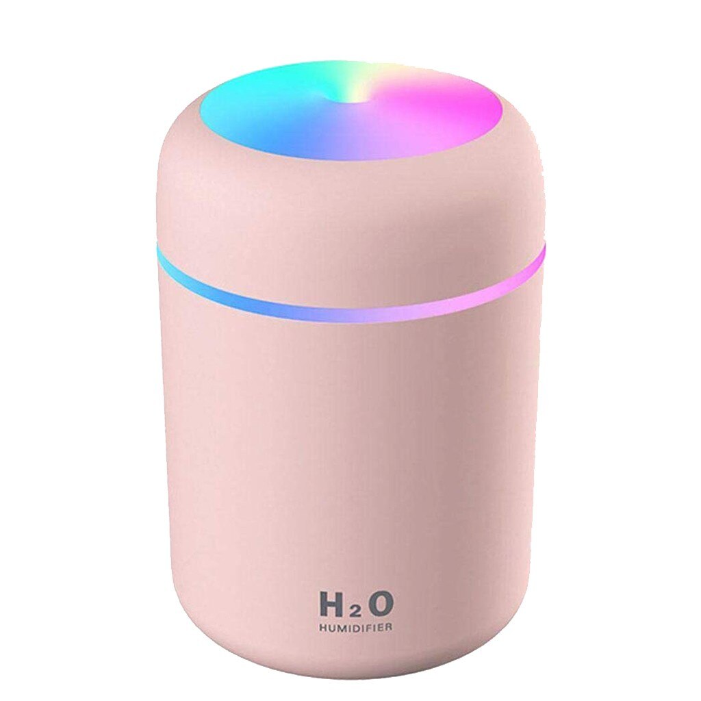 Minihumidificador para el Hogar, difusor de Aroma de luces Led nocturnas, filtro de agua de acampada, instrumento para Hogar, Humidificador de niebla fría de 300ml, n. ° 4: Pink