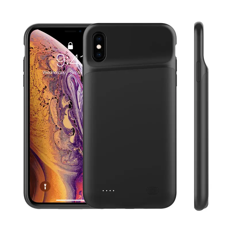 Powerbank hoesje voor iphone xs max, externe back-up oplader, 4000 mah, slank, siliconen, schokbestendig, batterijoplader hoesje