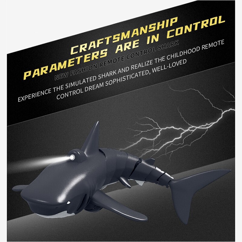2.4G 4 Channel High Speed Remote Control Boat Simulation Shark Boat with Light Effects Underwater Game Toys