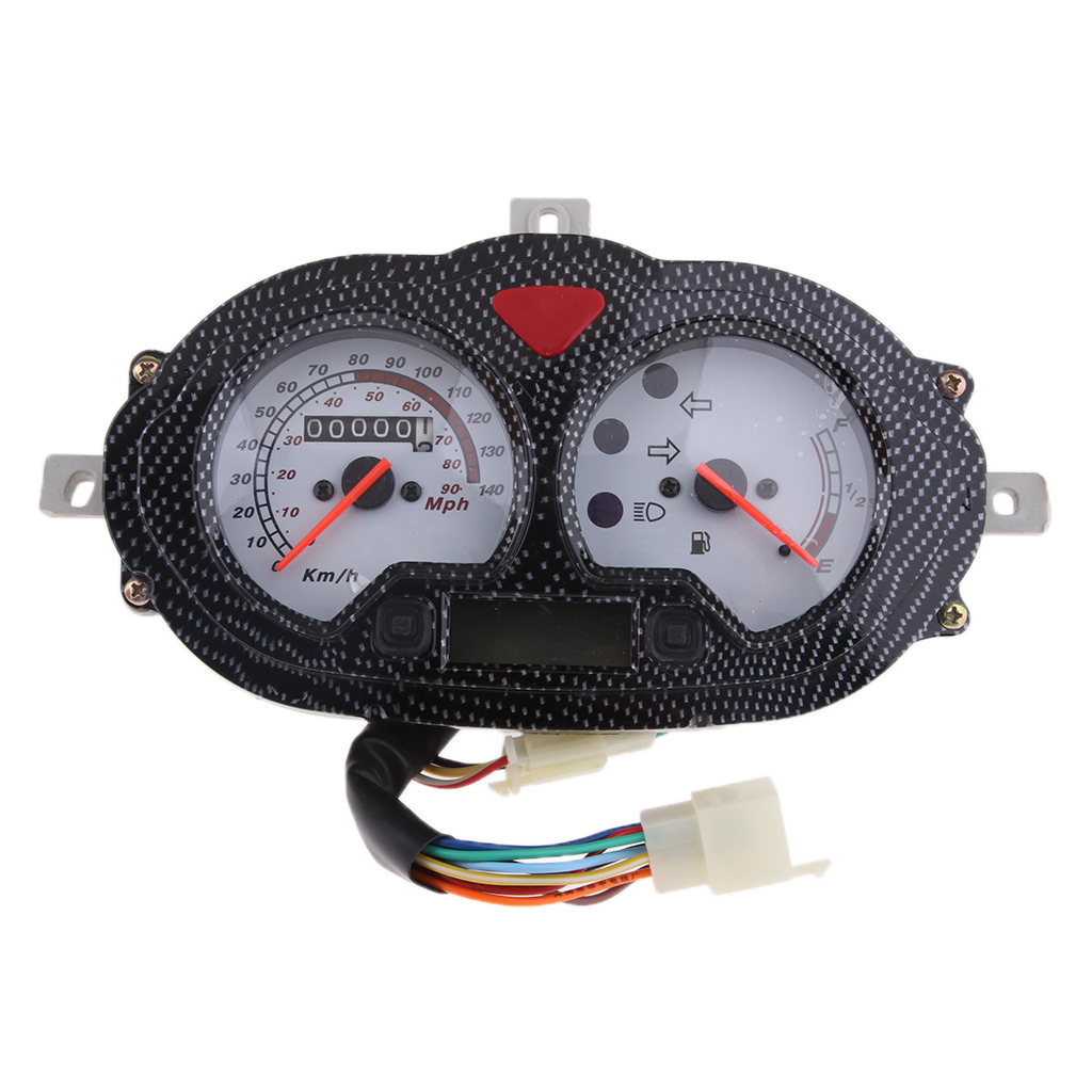 12V Scooter ATV Speedometer Gas Gauge Battery Level Retro Instrument 7 Pins
