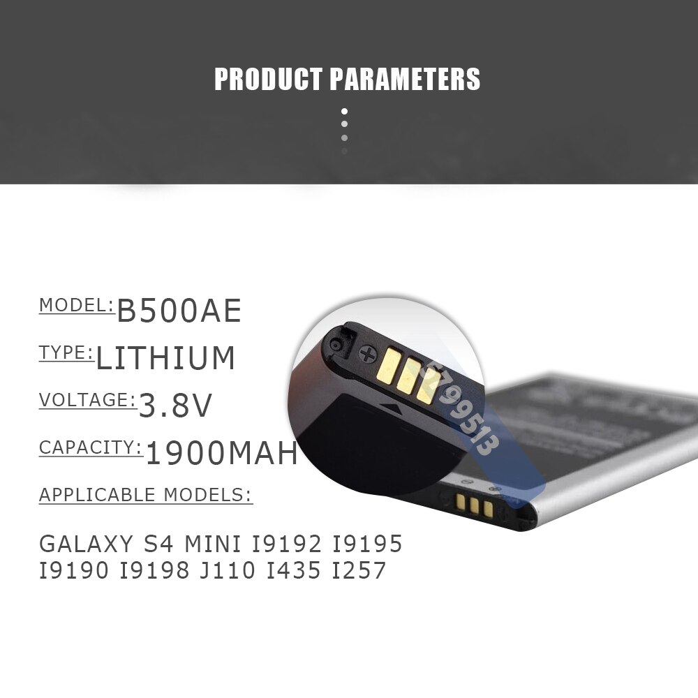 1900Mah B500BE Batterijen Voor Samsung Galaxy S4 Mini I9192 I9195 I9190 I9198 J110 I435 I257 C5350 C3752 Vervanging Telefoon batterij
