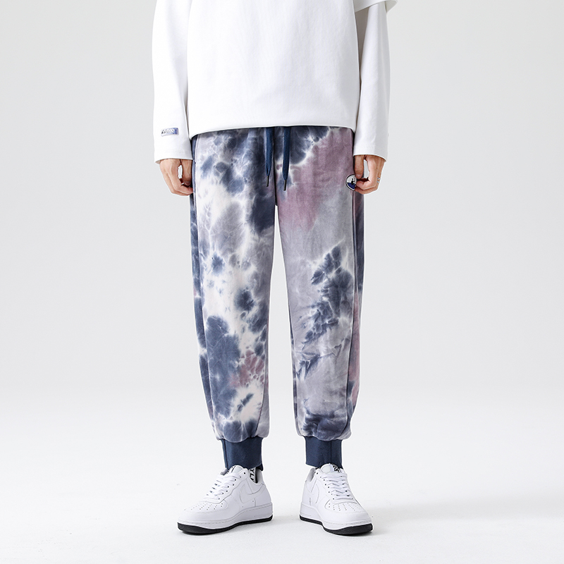 Männer Straße Tie Dye Jogginghose Harajuku 100% Baumwolle Bequeme Hose Jogger Neuheiten Trend Track Hosen: M-Weight-55-60kg / Motley Red