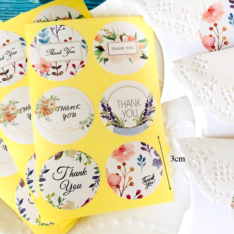 60Pcs Assort Ronde Seal Sticker Dia.30mm Bakken Afdichting Label Plant Cactus Bloemen Sticker Dank U Verzegelen Sticker: 3A146-Flower