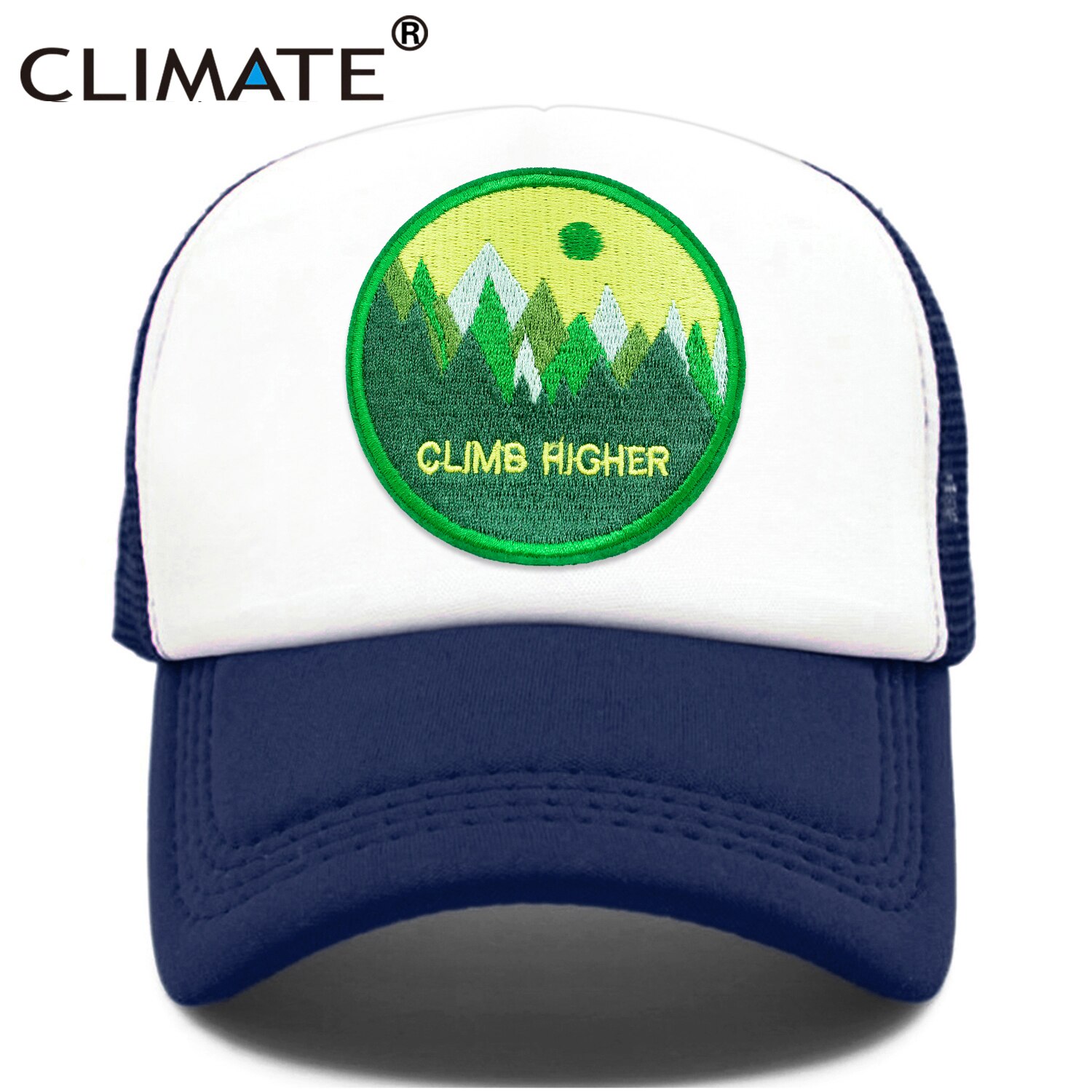 CLIMATE CLIMB HIGH Cap Climber Outdoor Sport Trucker Cap Green Outdoors Forest Hat Cap Cool Summer Mesh Cap for Men Women: Navy Blue