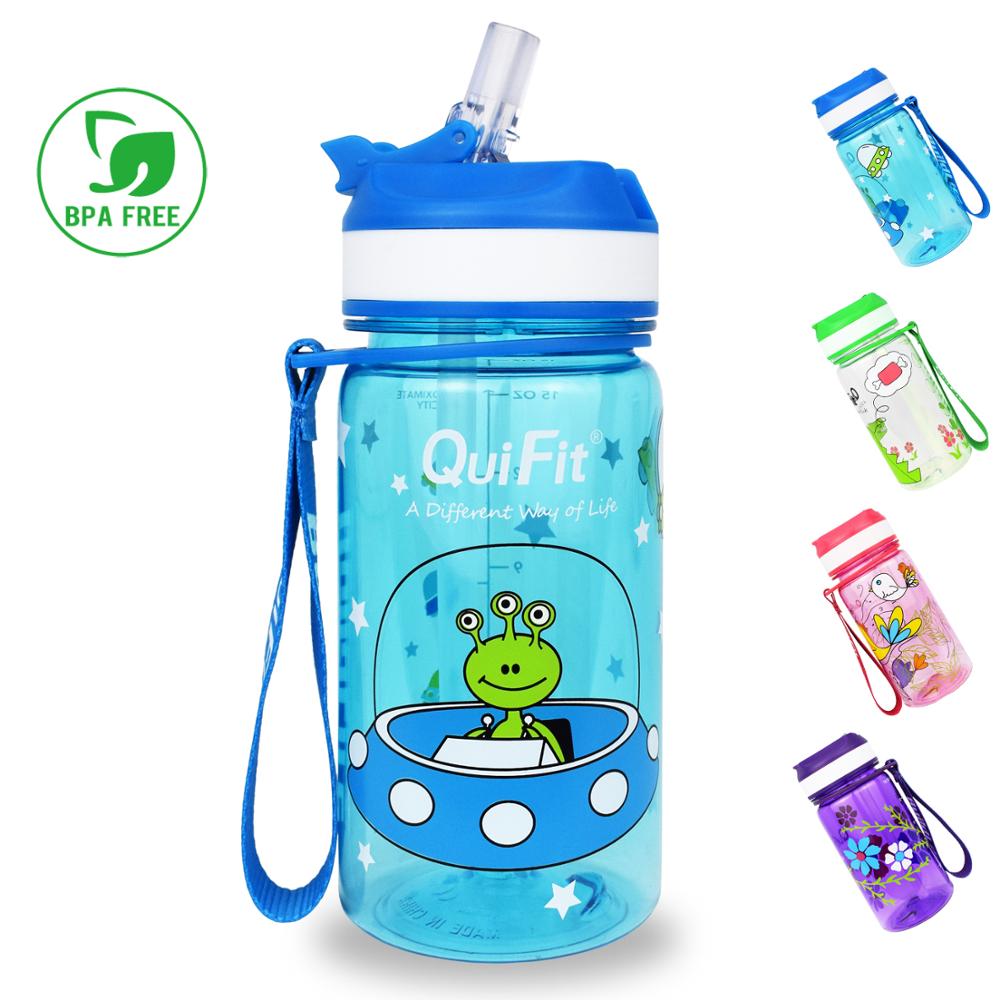 Quifit Tritan Water Bottle 450ml BPA Free Children Bottles Ourdoor Jug Tour Bottles Lovely Kettle for Kids