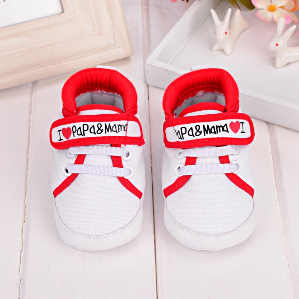 Baby First Walkers Infant Kid Boy Girl Soft Canvas I Love Papa & Mama Letters Printed Toddler Shoes Infant First Walkers Shoes