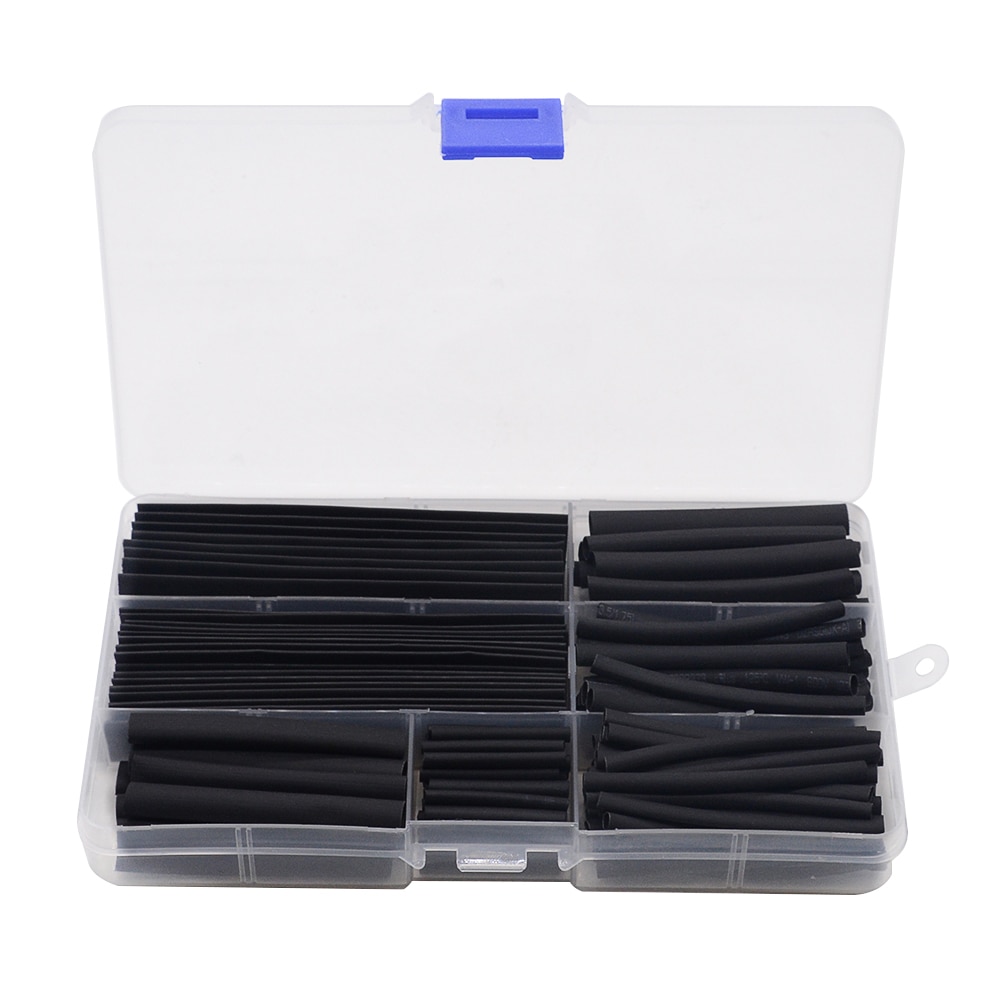 150 stk / kasse 2:1 polyolefin krympeslange rør muffetråd elektrisk isolering kabelsæt 8 størrelser 2-13mm sort