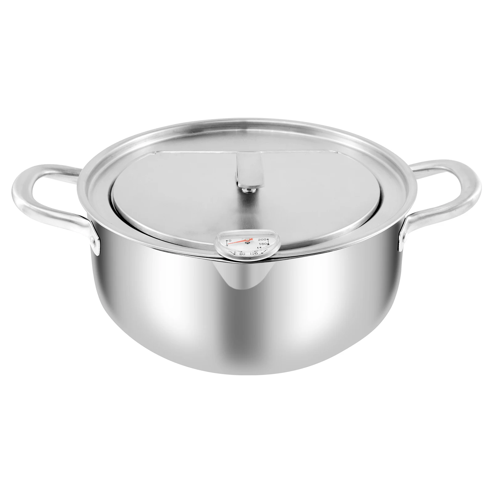 Deep Fryer with Thermometer and Oil Drip Drainer Rack Stainless Steel Frying Pot Multifunctional Japanese Style Deep Fryer Pot
