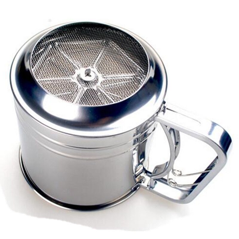 Tamizadores de harina de acero inoxidable de gran tamaño, diámetro 12,5 x H 13cm, tamiz de harina con forma de taza de doble capa, herramientas prácticas de pastelería para hornear pasteles
