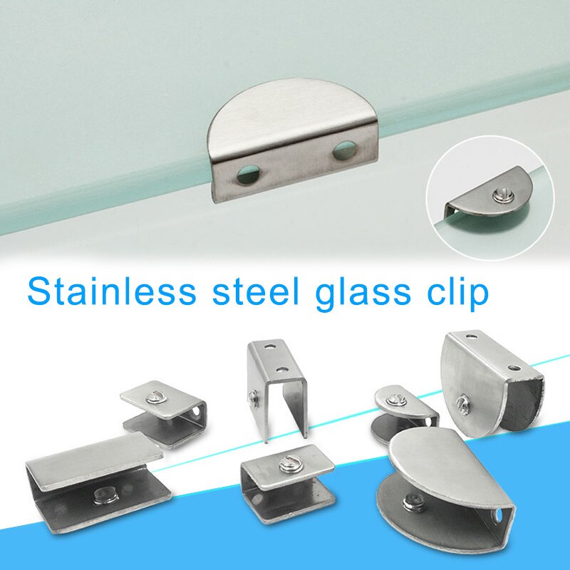 2Pcs Stainless Steel Glass Clamp Holder for Window Balustrade Handrail Glass Clamps Door Hardware Home Improvement Hardware