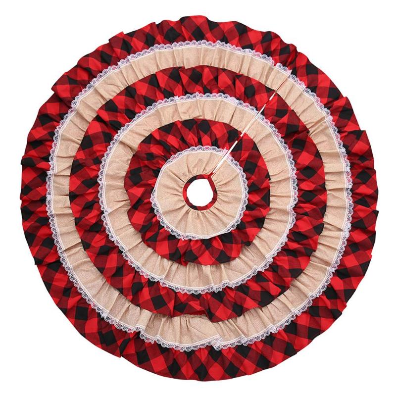 Christmas Decorations Cake Tree Skirt Plaid Burlap Christmas Tree Decoration Tree Skirt Decor Plaid Carpet Floor Mat