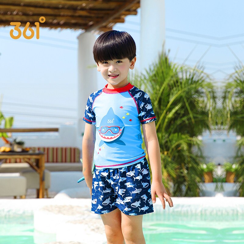 361 Shark Printed Children's Split Swimsuit Cute Baby Two Piece Bathing Suit Cartoon Swimsuit With Shorts Boys Girls Swimwear