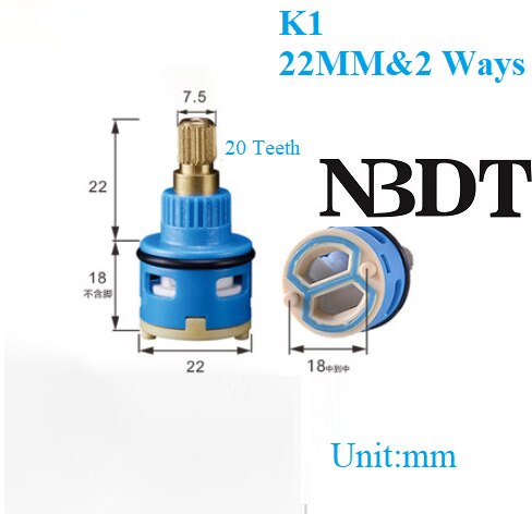 Shower Faucet 2 3 4 Ways Diverter Valve Cartridge Replacement Square Plastic Round Brass Shaft: K1 22MM 2WAYS