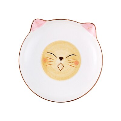 Placa de cerâmica dos desenhos animados gato prato prato prato casa ocidental criativo steat prato café da manhã redonda jantar utensílios de mesa: B