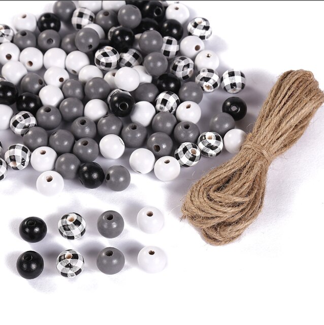 200Pcs Candy Ronde Houten Kralen En Kralen Stretch Cords Hennep Touw Lijn 10 Meter Sieraden Maken Armband Ketting Met doos: grey