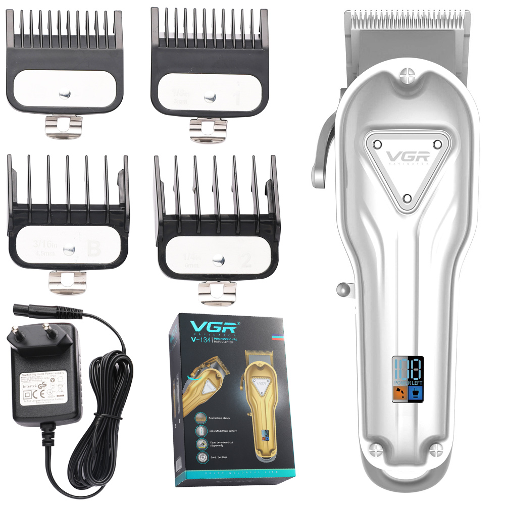Vgr Zilver Alle-Metalen Kapper Professionele Tondeuse Elektrische Draadloze Lcd Tondeuse Goud Zilver Haar Snijmachine Maaier: Silver Boxes / ons aansluiten