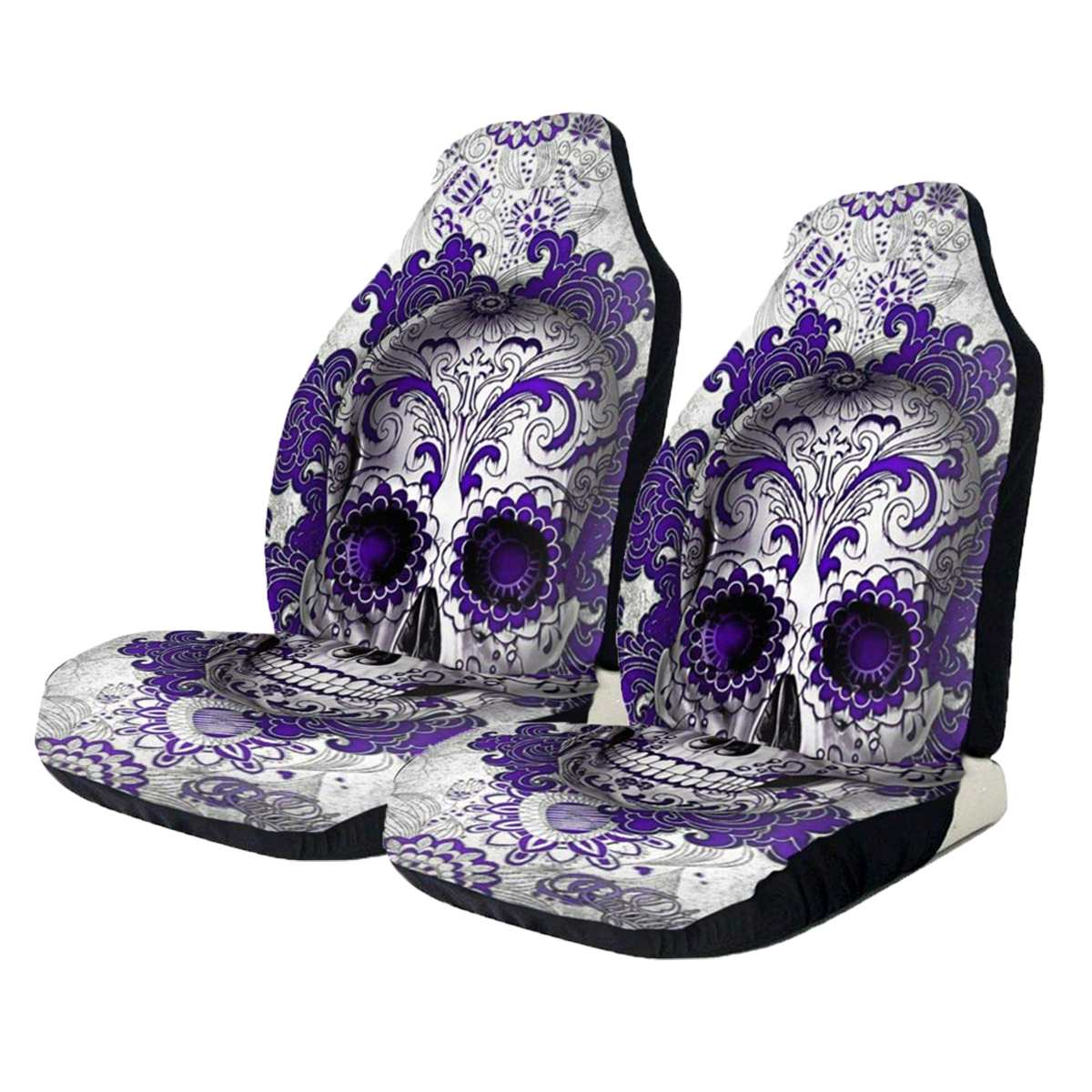 2 uds. Funda para asiento de coche con estampado de calavera en 3D, funda protectora Universal para asiento delantero de coche, accesorios para coche, funda completa para la mayoría de coches: 2pcsA