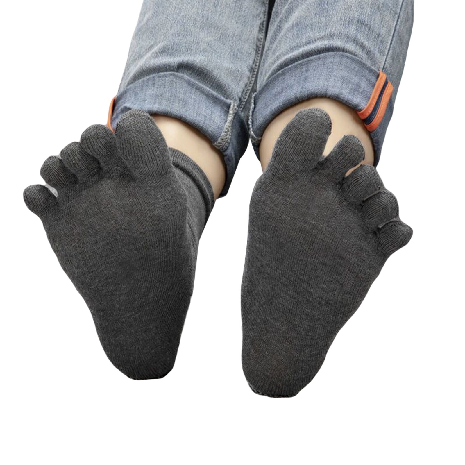 3/4 Pairs Men Toe Socks, Autumn and Winter Adults Solid Color Stink Prevention Hosiery