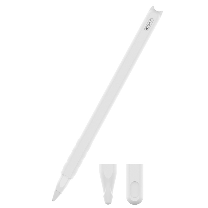 1PCS For Apple Pencil 2nd Gen Silicone Case Sleeve iPencil Grip Holder Pen Skin Cover 170mm: White