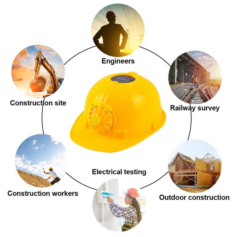 Viseira solar do protetor solar do capacete da segurança do chapéu duro do fã com ventilador de refrigeração movido a energia solar para trabalhadores do saneamento, motoristas do veículo a motor