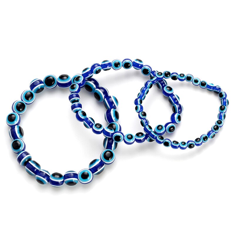 Evil Eye 4 6 8Mm Blue Resin Kralen Kralen Armband Turkse Stijl Charm Blue Eye Bead Armband voor Vrouwen EY4779