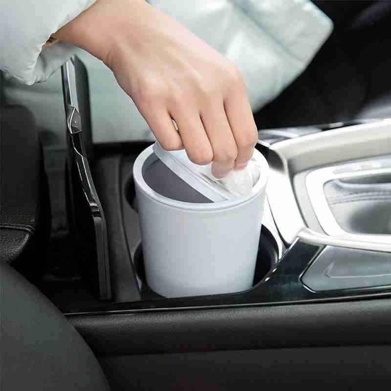 Round Car Trash Can Flip Car Trash Box Car Door Trash Bucket Holder Can Supplies Car Storage Cup Water J6U4