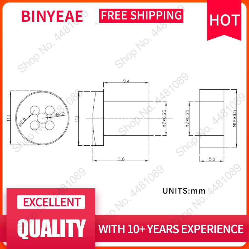 BINYEAE M12 button lens FL 12mm Pin hole lens for 1/3 CCD with F2.0 CCTV Lens with M7 to M12 mount converter ring to adjust