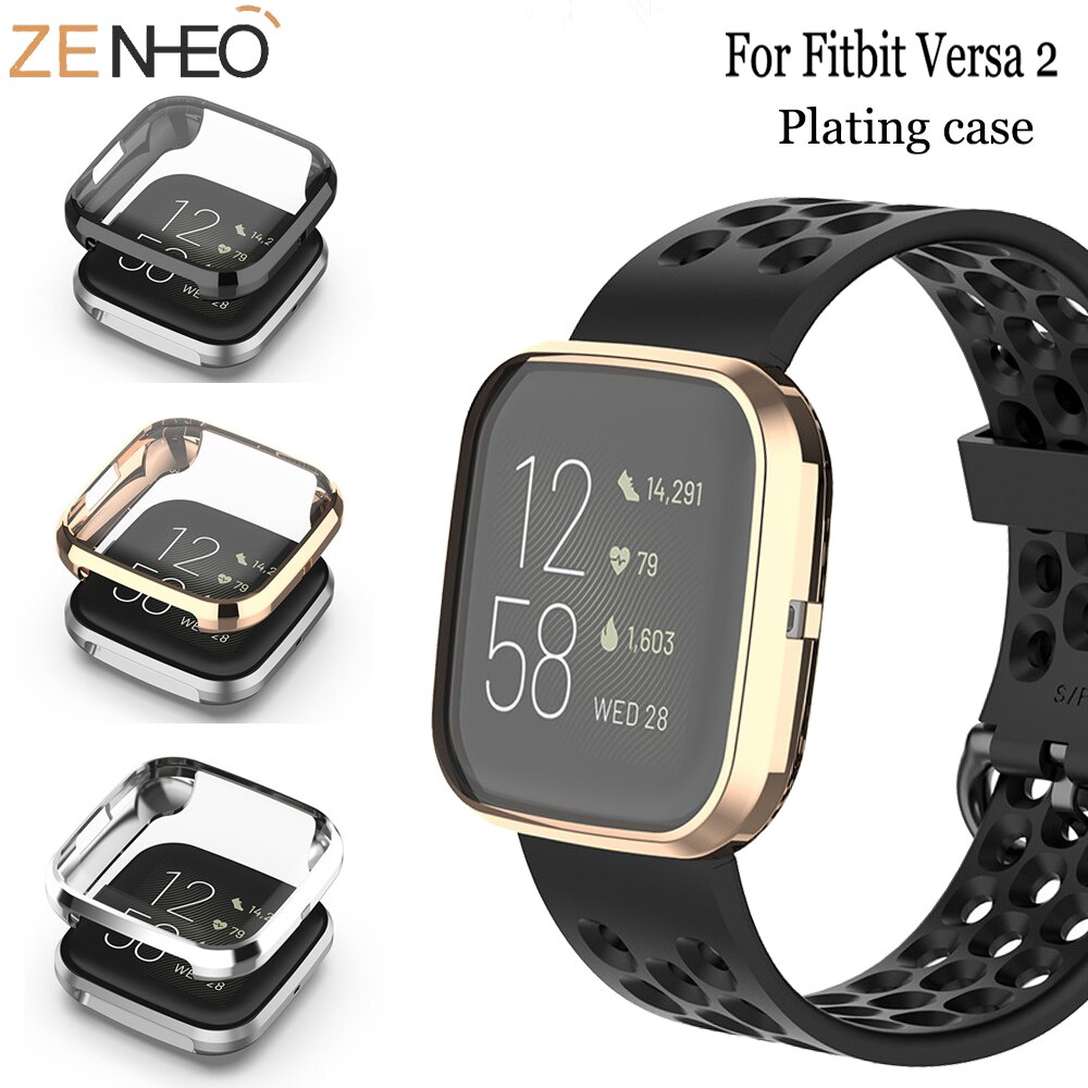 Plating Cover Voor Fitbit Versa 2 Band Case360 Graden Bescherming Voor Fitbit Versa/Versa2 Horloge Accessoires Scherm Beschermhoes