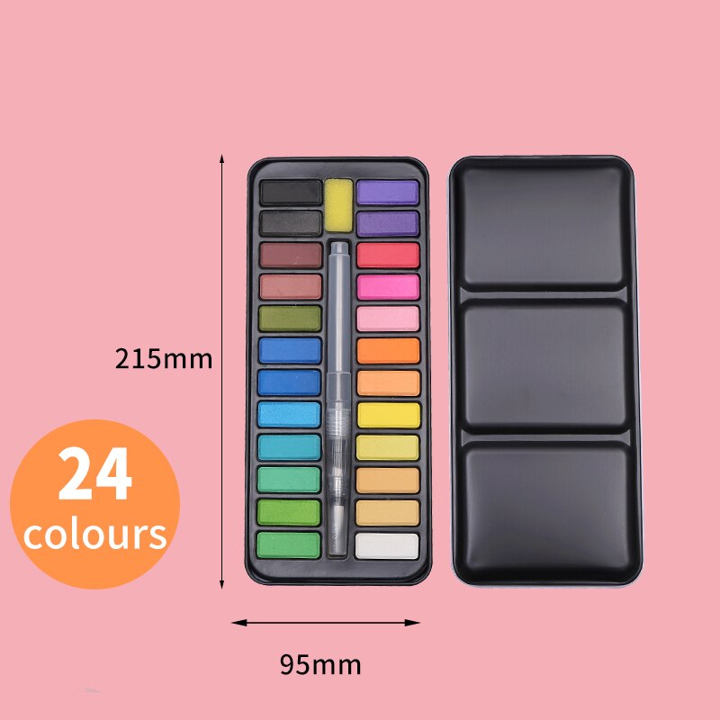 CHENYU 12/18/24 Colors Solid Watercolor Paint Set Portable With Water Brush Drawing School Acrylic Art Supplies: 24 Colors