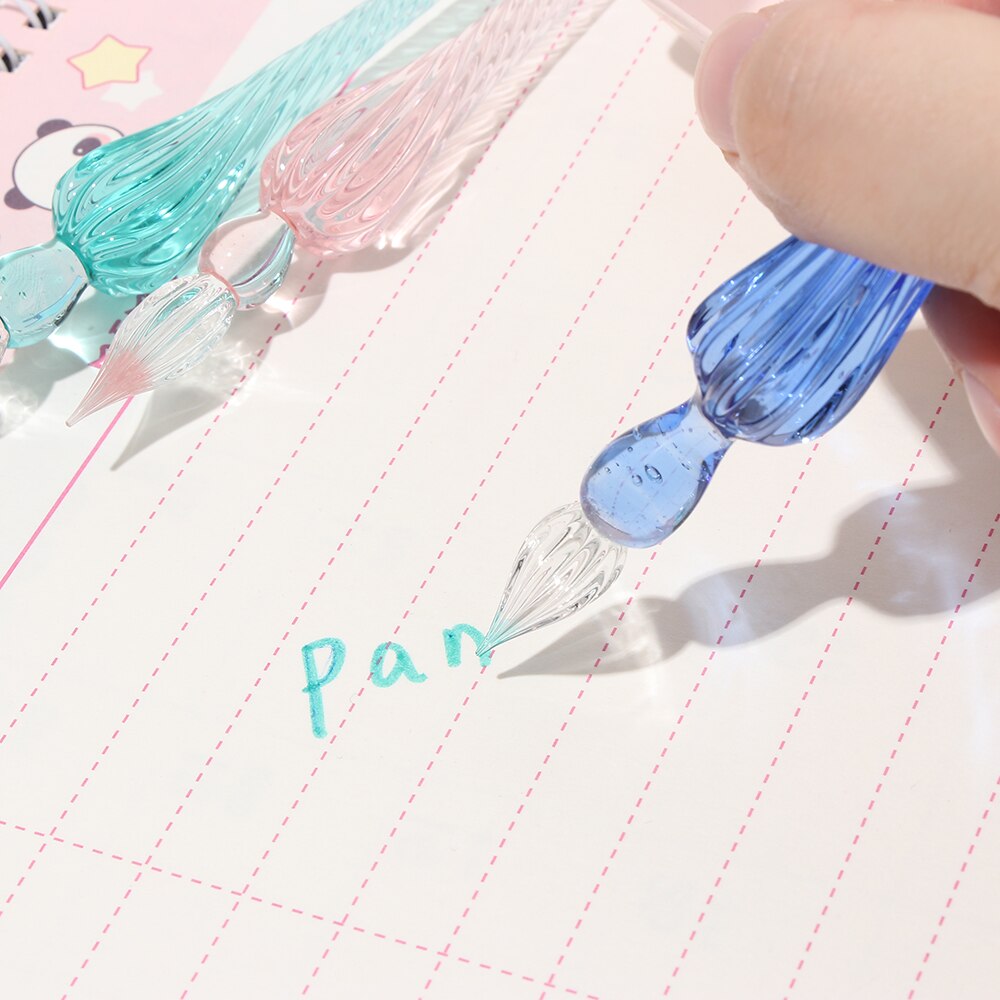 1PC Vintage Glass Dip Dipping Pen Filling Ink Signature Calligraphy Fountain Pen Writing Handmade Art Painting Supplies Tool