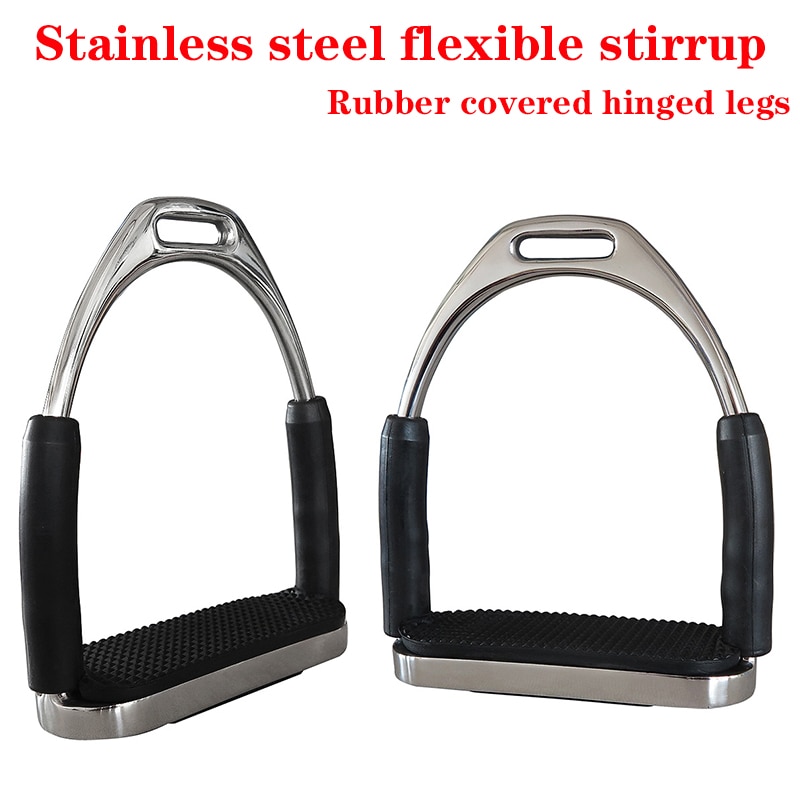 Rustfrit stål fleksibel stigbøjle. med sort gummipude. størrelse :4 3/4 "(sst 2109)