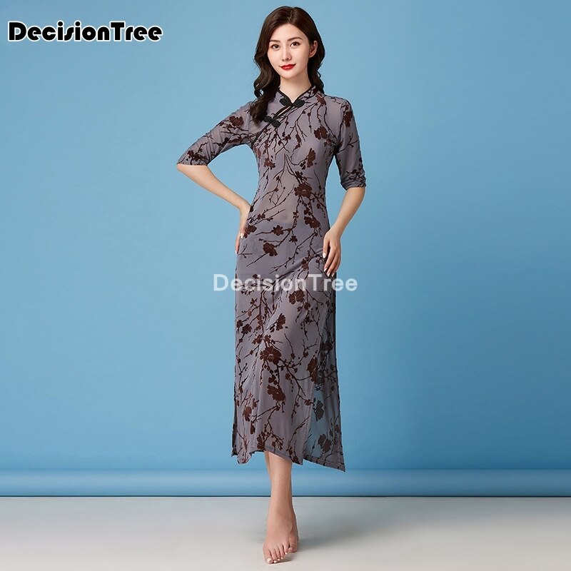 Vestidos de Boda China tradicional para mujer, vestido oriental clásico cheongsam largo qipao chino baile qipao