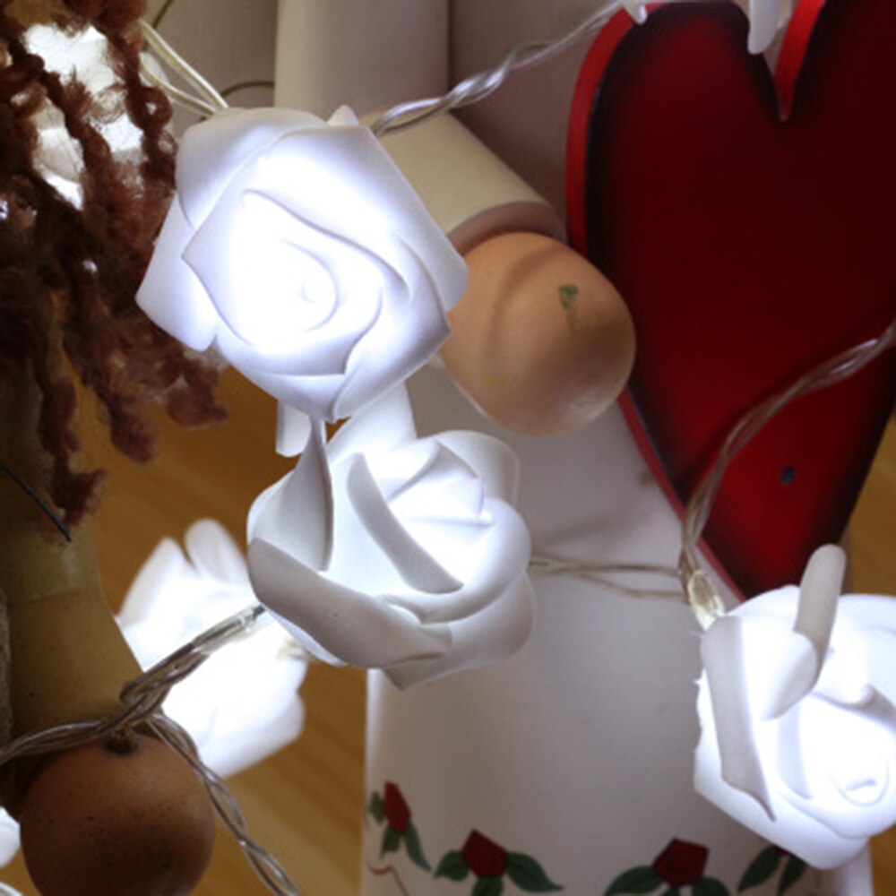Lysstreng 2m 20 led 65mm store roser blomsterlys flere farger jule valentinsdag bryllup dekorasjon lys