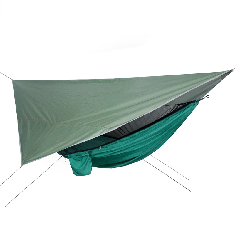 Hg-netting hængekøje + baldakin udendørs camping solskærm bærbar myg vandtæt sving seng