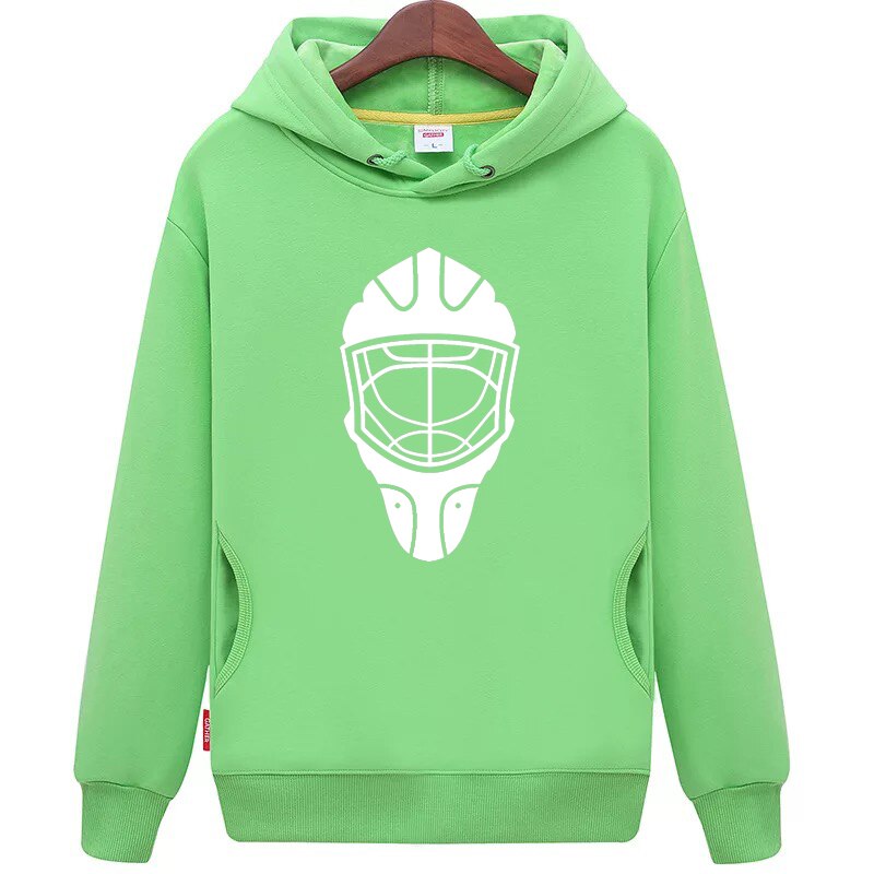 Jets billig unisex fluorescerende grønne hockey hættetrøjer sweatshirt med en hockey maske til mænd og kvinder