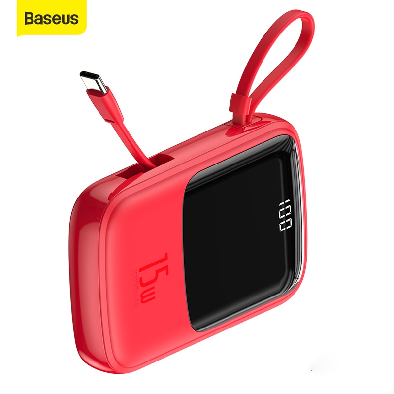 Baseus Power Bank 10000Mah 15W Snel Opladen Met Oplaadkabel Ubs Type C Lader Digitale Display Draagbare Batterij powerbank