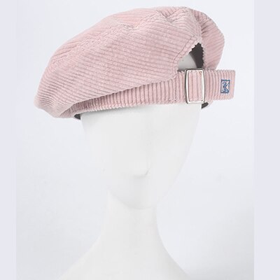 Boina joejerry bonita para mujer, gorra plana, sombrero de pana bordado, boina para chicas, novedad: buckle pink beret
