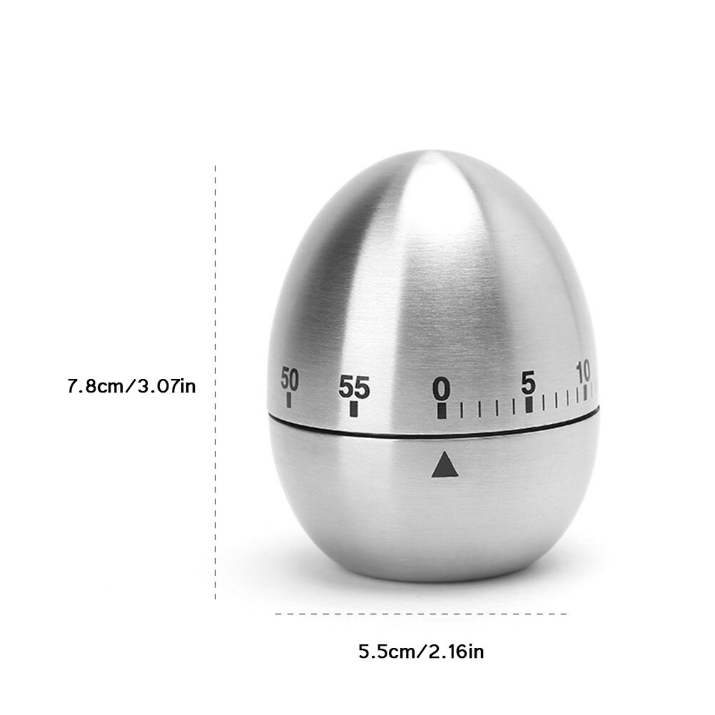 Egg Shape Kitchen Timer Stainless Steel 60 Minutes Count-Down Kitchen Timer Kitchen Tools Alarm Mechanical Countdown