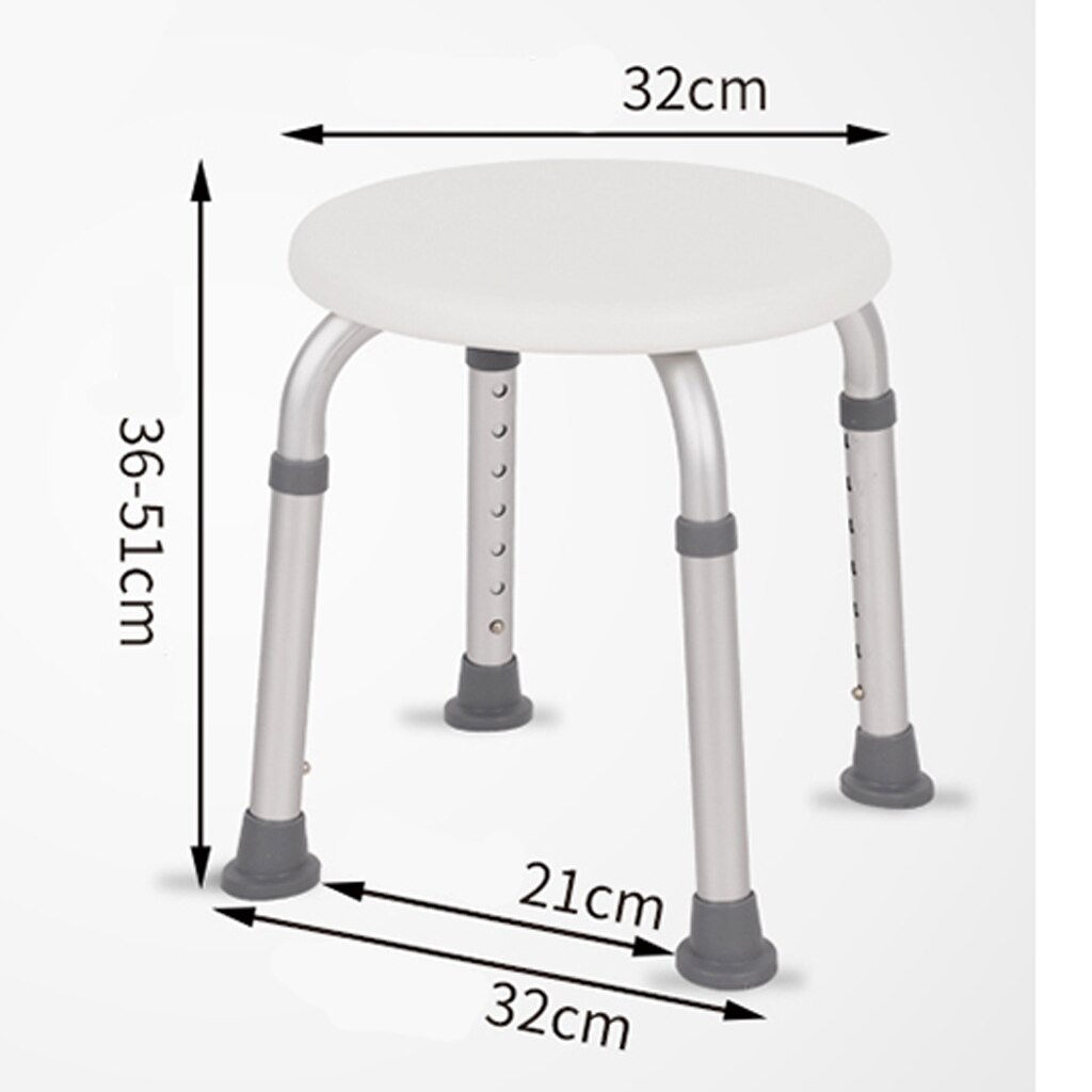 Justerbar højde badestol aluminiumslegering badesæde skridsikker brusestol stol til ældre handicap brug i hjemmet badeværelse
