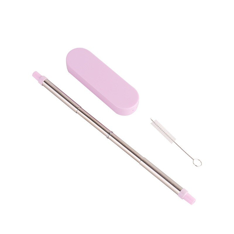 Pajitas plegables reutilizables, pajilla de Metal telescópica de acero inoxidable con caja de almacenamiento portátil