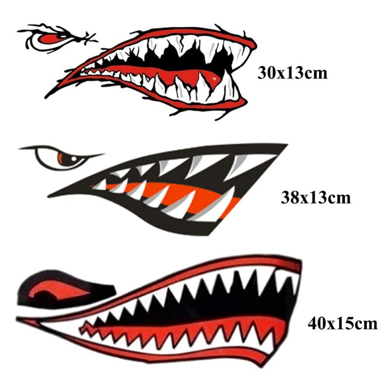 2 stk bilklistremerker 3d haitenner munn morsomt dekal bildeksler kajakk kano jolle båt vanntette klistremerker dekorasjon